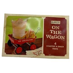 Vintage 1966 Elpo on the Wagon 4 Coaster 'N Snack Trays